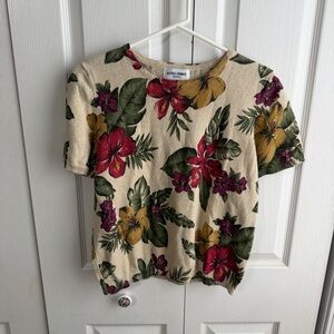 Alfred Dunner floral beaded knit short sleeve size large petite